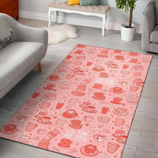 Coffee Pink Pattern Print Area Limited Edition Rug