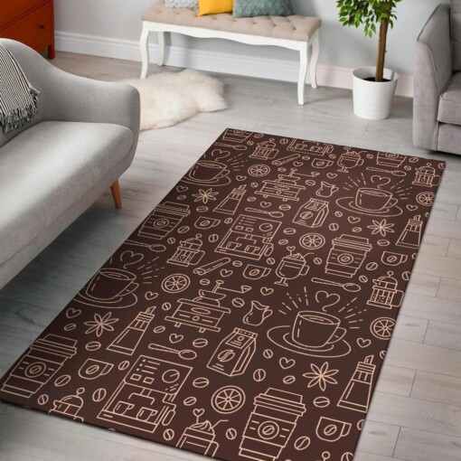 Coffee Print Pattern Area Limited Edition Rug