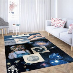 Collage Wallpaper Living Room Modern Carpet Rug