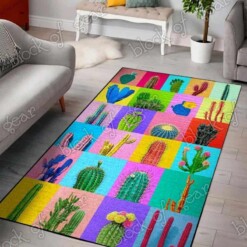 Colorful Cactus Rectangle Rug