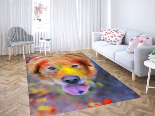 Colorful Dog Living Room Modern Carpet Rug