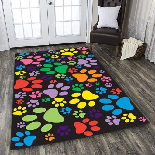 Colorful Dog Paw Rectangle Limited Edition Rug