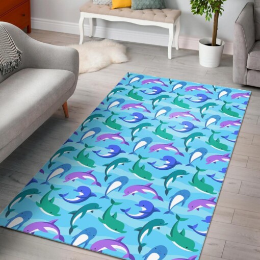 Colorful Dolphin Pattern Print Area Limited Edition Rug