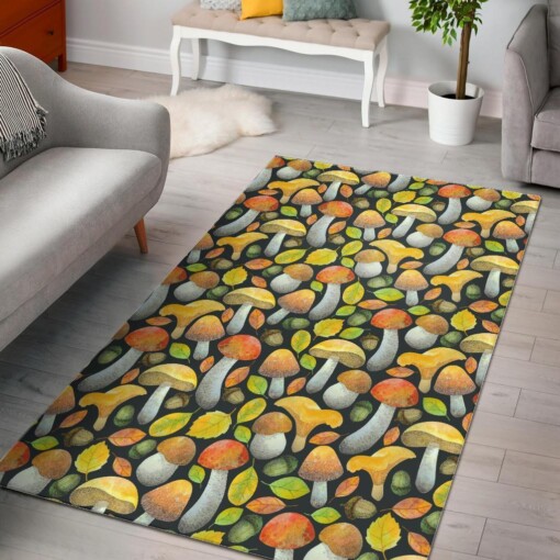 Colorful Mushroom Pattern Print Area Limited Edition Rug