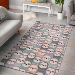 Colorful Sloth Pattern Print Area Limited Edition Rug