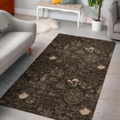 Compass Map Pattern Print Area Limited Edition Rug