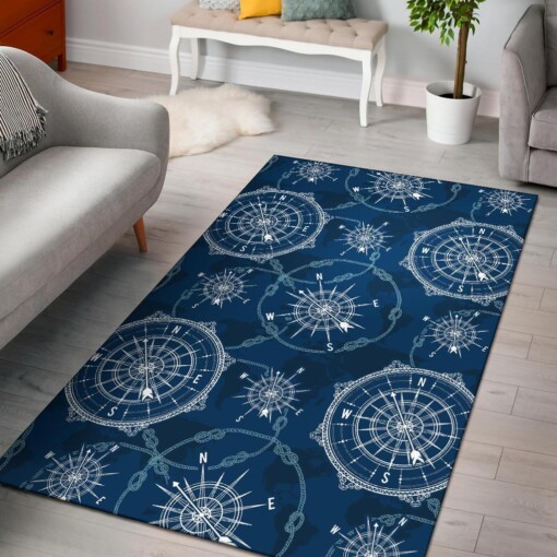 Compass Print Pattern Area Limited Edition Rug