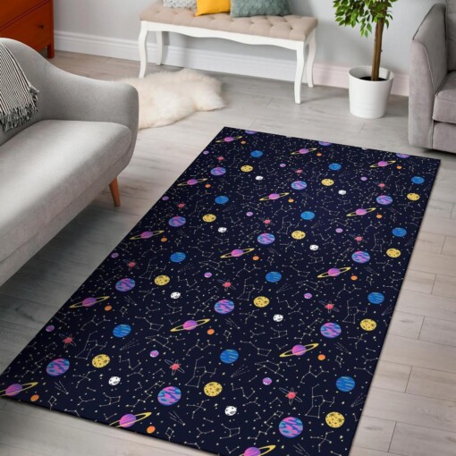 Constellation Planet Print Pattern Area Limited Edition Rug