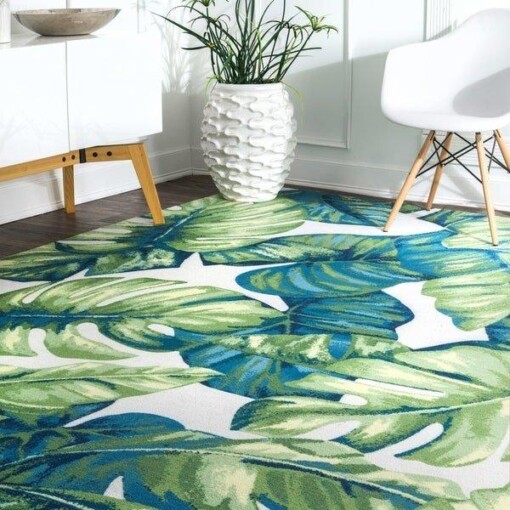Contemporary Tropical Tree Leaf Bloom Limited Edition Rug