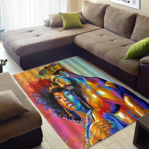 Cool African American Pretty Print Afro Woman Large House Rug
