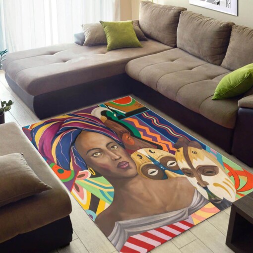 Cool African Style Cute American Woman Themed Carpet Inspired Living Room Rug