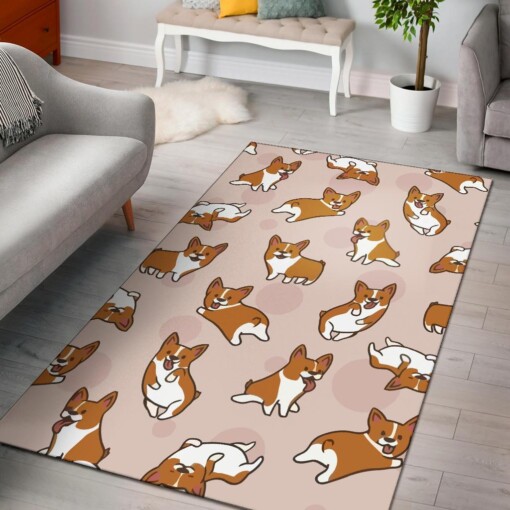 Corgis Pattern Dog Area Rug