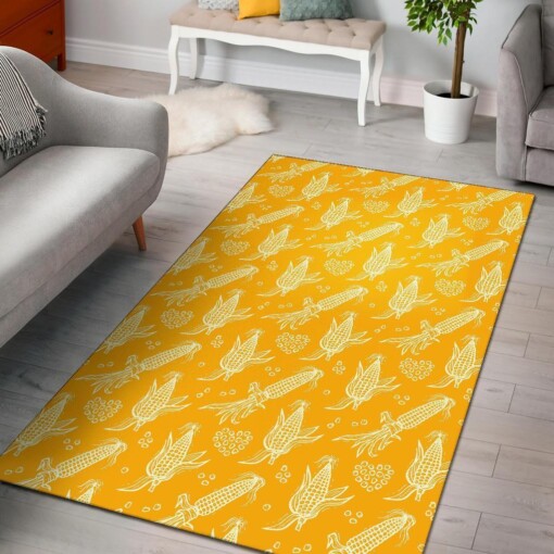 Corn Yellow Pattern Print Area Limited Edition Rug