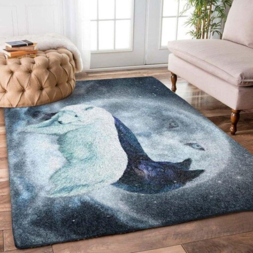 Couple Wolf And Moon Rectangle Limited Edition Rug