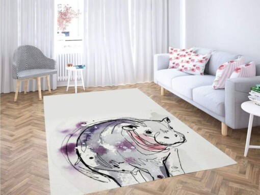 Cow Line Purple Carpet Rug