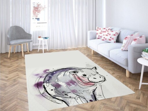 Cow Line Purple Living Room Modern Carpet Rug
