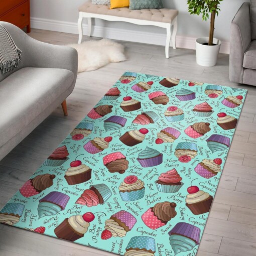 Cupcake Blue Pattern Print Area Limited Edition Rug