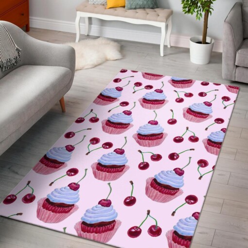 Cupcake Cherry Pattern Print Area Limited Edition Rug