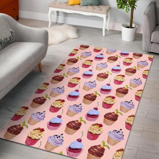 Cupcake Pink Pattern Print Area Limited Edition Rug
