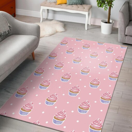 Cupcake Polka Dot Pattern Print Area Limited Edition Rug