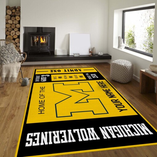 Customizable Michigan Wolverines Rug  Custom Size And Printing