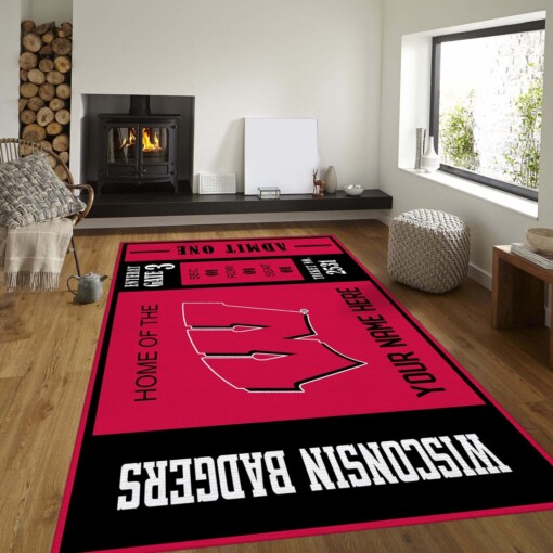 Customizable Wisconsin Badgers Rug  Custom Size And Printing