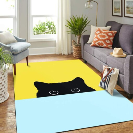 Cute Blue Cat Carpet Rug