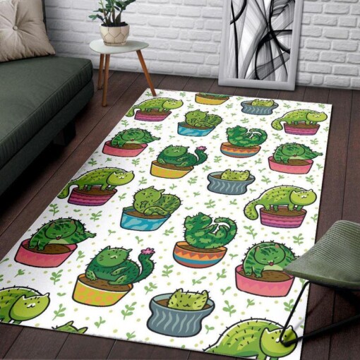 Cute Cat Cactus Rectangle Limited Edition Rug