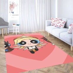 Cute Character The Powepuff Girls Living Room Modern Carpet Rug