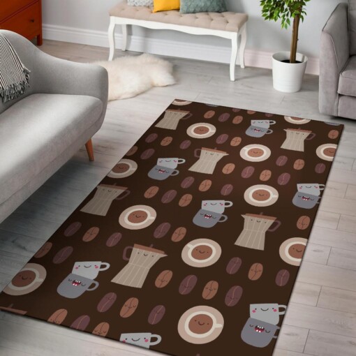 Cute Coffee Pattern Print Area Limited Edition Rug