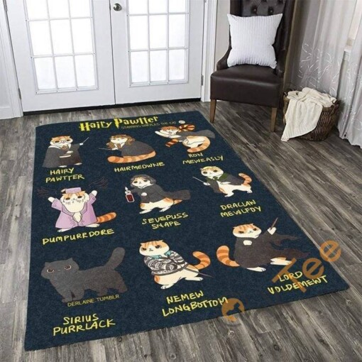 Cute Harry Potter Character In Cat Carpet Living Room Floor Decor Gift For Potters Fan Pottercolection Rug