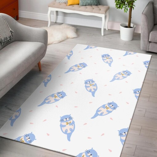 Cute Otter Pattern Print Area Limited Edition Rug
