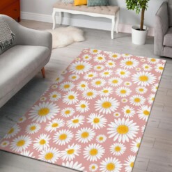 Cute Pink Daisy Pattern Print Area Limited Edition Rug