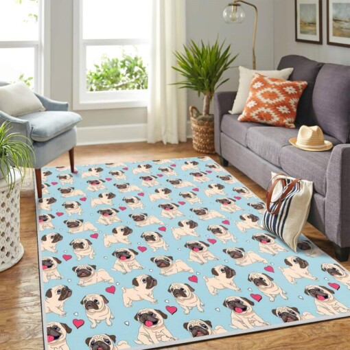 Cute Pug Pattern Mk Carpet Area Rug