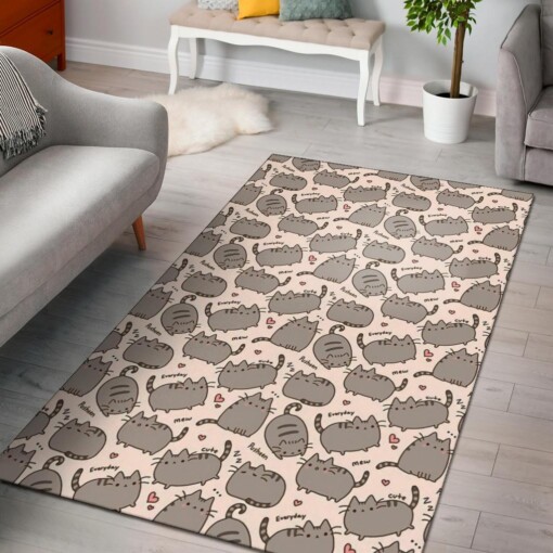 Cute Pusheen Cat Pattern Area Rug