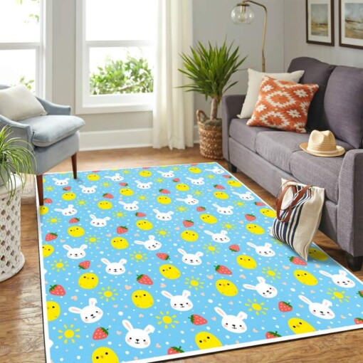 Cute Rabbit Chiken  Strawberry Mk Carpet Area Rug