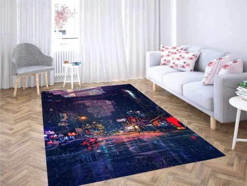 Cyberpunk Futuristic City Living Room Modern Carpet Rug