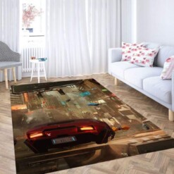 Cyberpunk Style City Carpet Rug