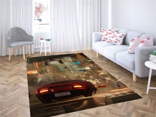 Cyberpunk Style City Living Room Modern Carpet Rug