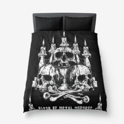 Death Metal Satanic Skull Altar Of Metal Madness 3 Piece Duvet Set