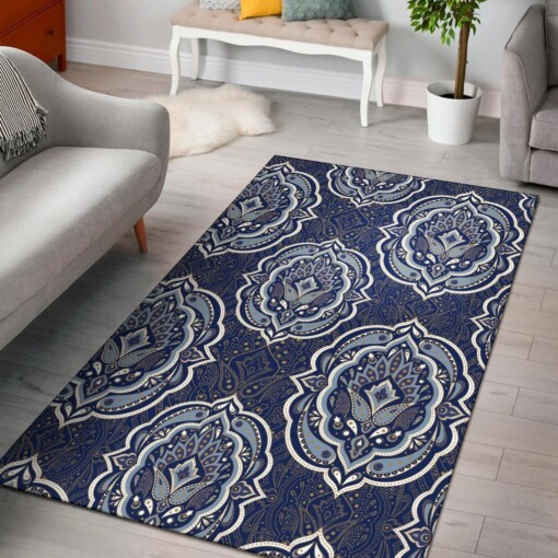 Damask Print Pattern Area Limited Edition Rug