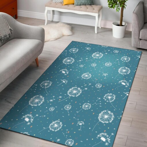 Dandelion Blue Pattern Print Area Limited Edition Rug