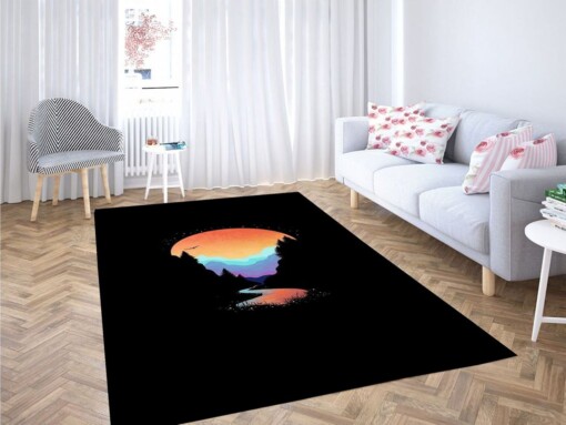 Dark Moon Wallpaper Living Room Modern Carpet Rug