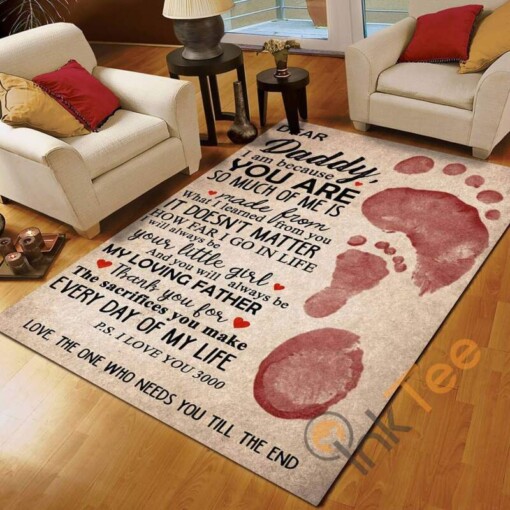 Daughter To Dad Dear Daddy Love You 3000 Bedroom Cute Home Decoration Gift For Fathers Day Rug