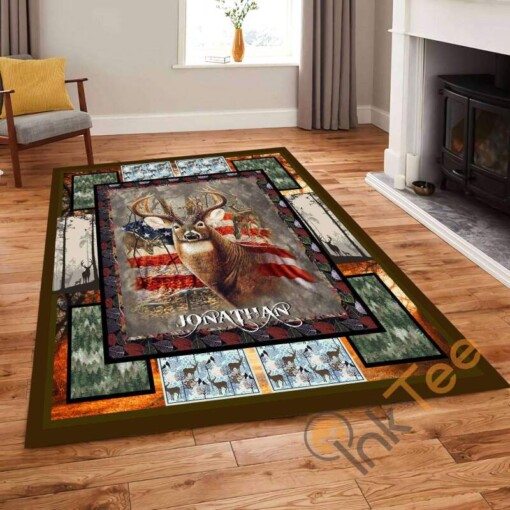 Deer Flag Hunting Usa Holiday Gifts Bedroom Living Room Gift For Disney Lovers Rug