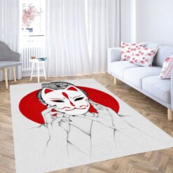 Desenho De Mascara Kitsune Living Room Modern Carpet Rug