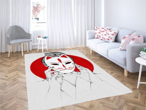 Desenho De Mascara Kitsune Living Room Modern Carpet Rug