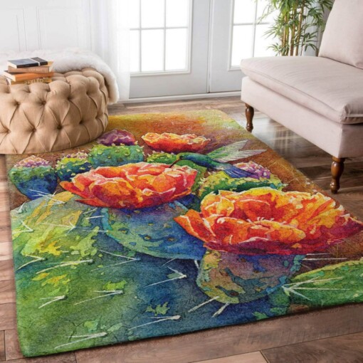 Desert Bloom Cactus And Hummingbird Limited Edition Rug