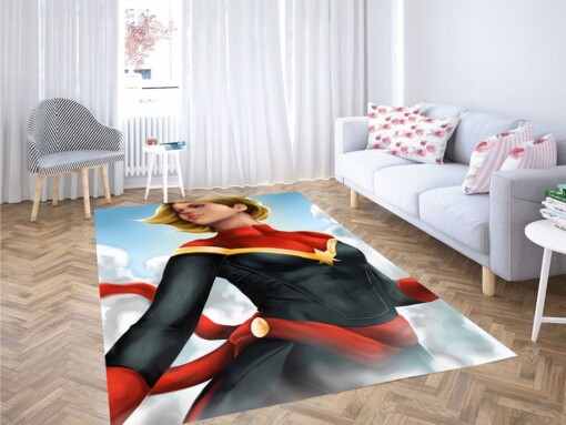 Digital Painting Captain Marvel Living Room Modern Carpet Rug