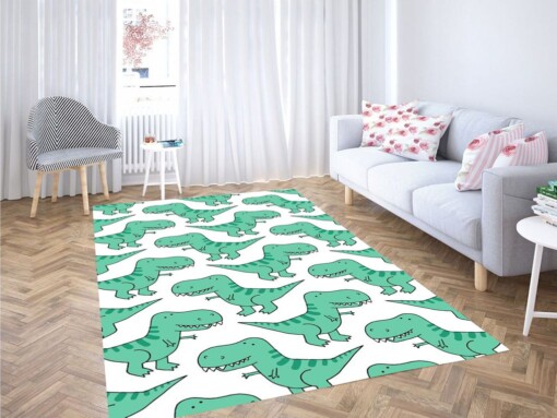 Dinosaur Background Living Room Modern Carpet Rug